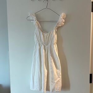 abercrombie white linen ruffled mini dress size small